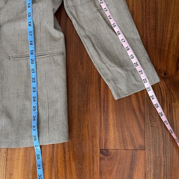 Christian Dior Blazer Jacket buttons no collar shoulder pads pockets checker - Picture 11 of 12